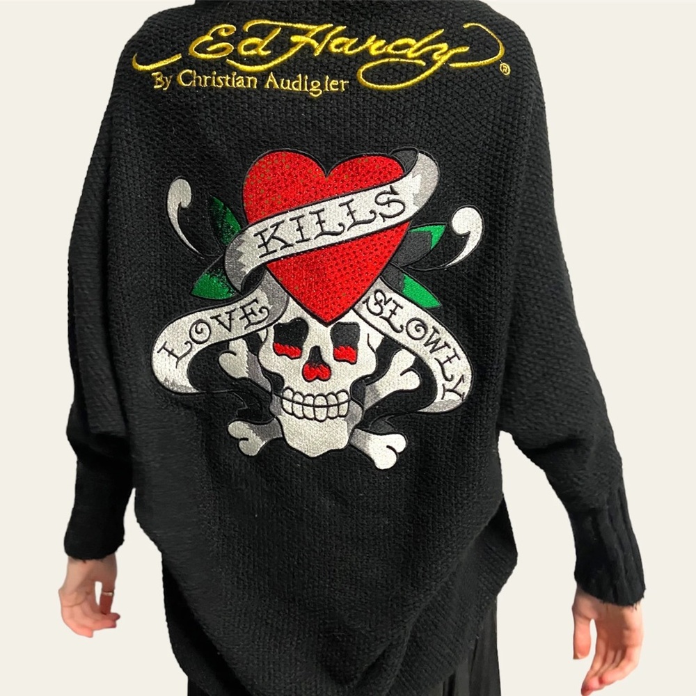 Vintage Ed Hardy Love Kills Cardigan Sweater